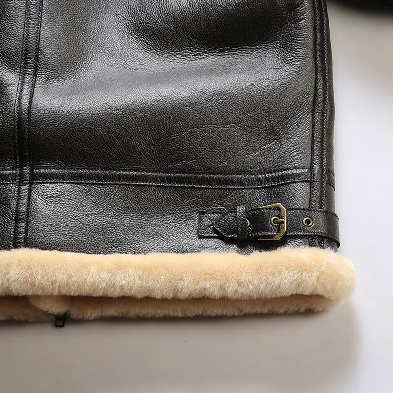 OLD MONEY Leather Aviator Coat