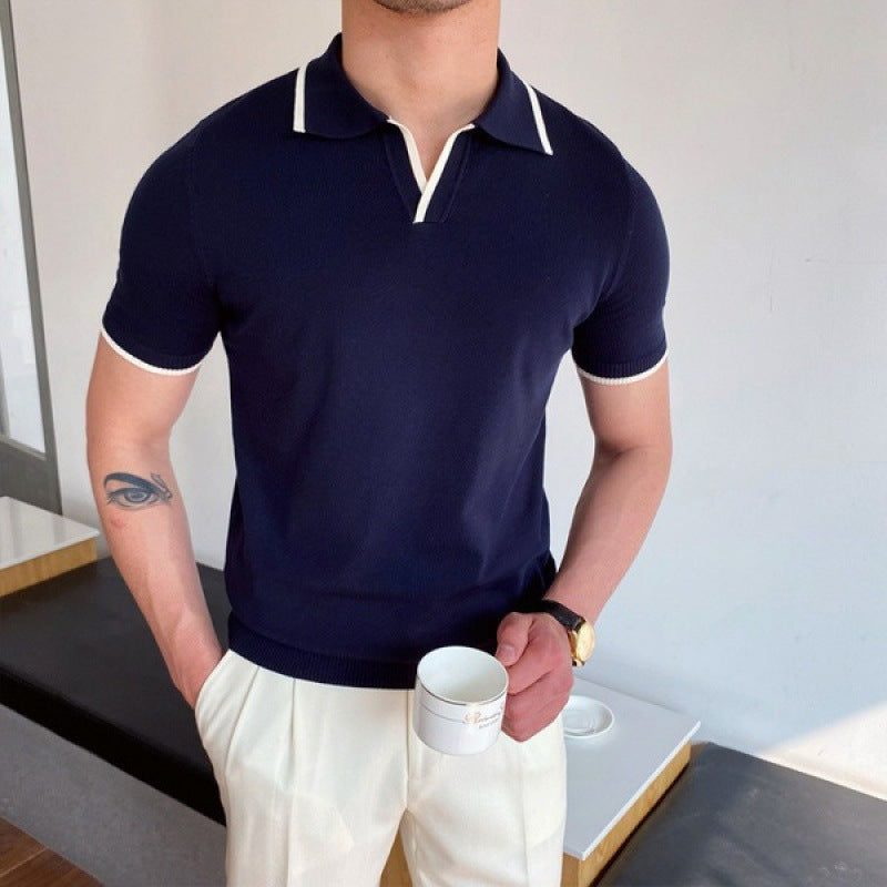 OLD MONEY V Collar Polo Shirt