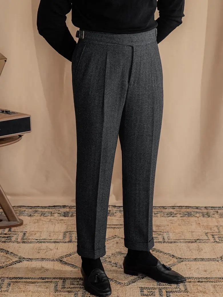 OLD MONEY Extended Tab Wool Trousers