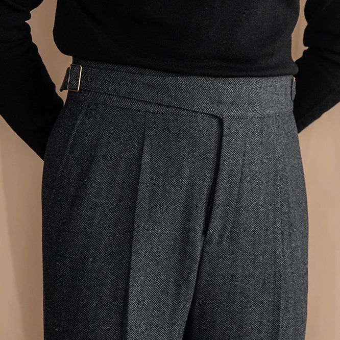 OLD MONEY Extended Tab Wool Trousers