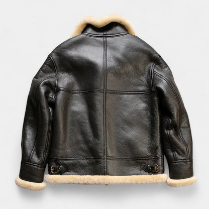 OLD MONEY Leather Aviator Coat