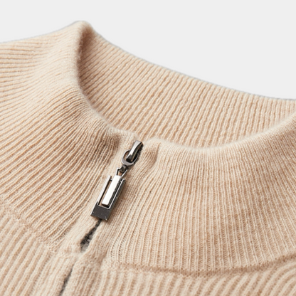 OLD MONEY MERINO WOOL ZIP SWEATER
