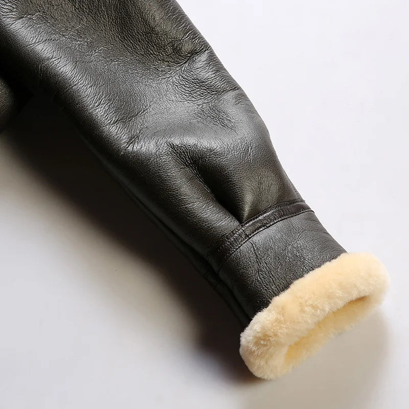 OLD MONEY Leather Aviator Coat