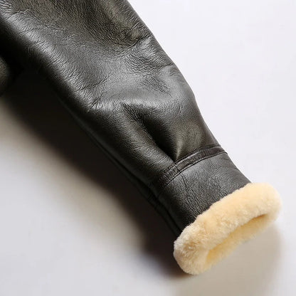 OLD MONEY Leather Aviator Coat