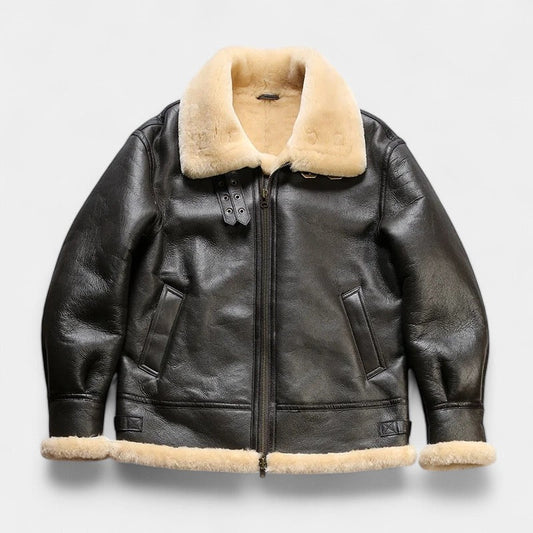 OLD MONEY Leather Aviator Coat