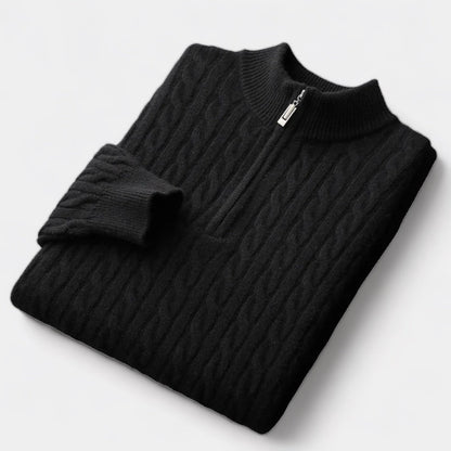 OLD MONEY Merino Wool Knitted Quarter-Zip Sweater