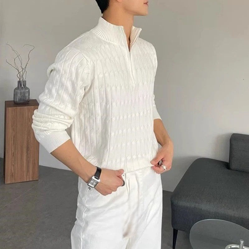 OLD MONEY Zipped Jacquard Sweater