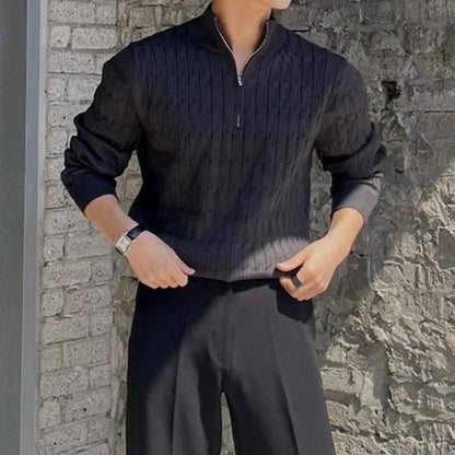 OLD MONEY Zipped Jacquard Sweater