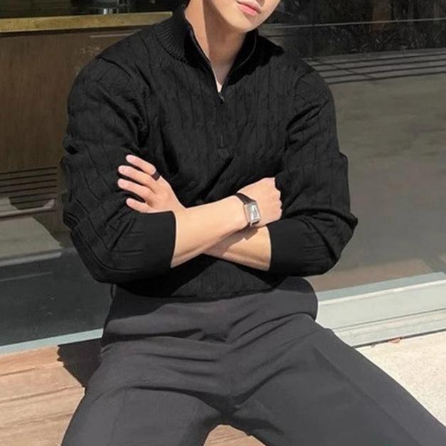 OLD MONEY Zipped Jacquard Sweater