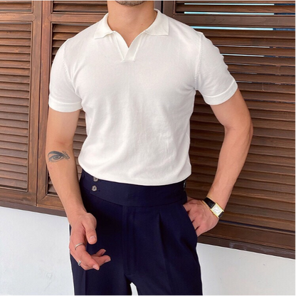 OLD MONEY V Collar Polo Shirt